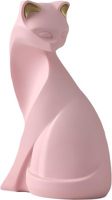 Pink Cat Statue - Kawaii Abstract Cat Figurine for Home Decor, 5.5'' Modern Re...