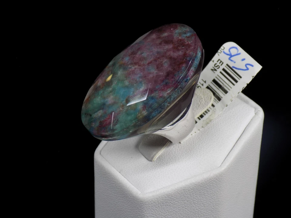 Anillo de cóctel Colleen Lopez rubí áspero zoisita triplete plata de ley 925 5,75 Foto 3 de 4