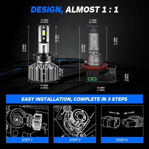 NOVSIGHT H11 H13 9004 9005 9006 9012LED Headlight Bulbs High Low Beam 12000LM 2x - Picture 3 of 27