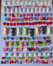 142 Resin Flatback Cabs Cabochons KAWAII - Kitty Bear Flower Bow No Yes Heart ++