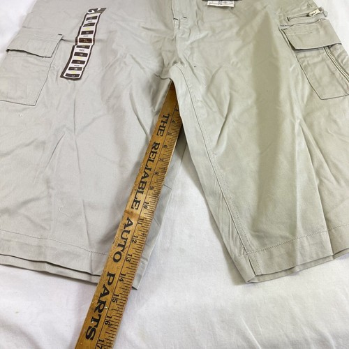 Mens Sz 38 Geo Graphic Regular Fit Cargo Shorts Y2K Flat Front NEW - Afbeelding 3 van 6
