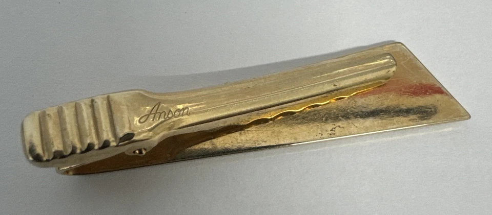 Accesorio de joyería de barra clip piedra azul tono dorado Anson vintage para hombre Foto 2 de 3