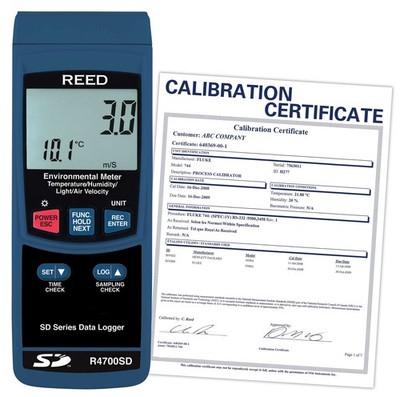 REED Instruments R4700SD-NIST  Data Logging Environmental Meter,
