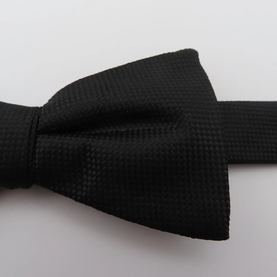 Pajarita Apt 9 Negra Tejida Sólida 2.5" Ancho Pre Corbata Poliéster Esmoquin Formal Foto 2 de 4