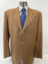 Lanificio Fratelli Bacci LUCHO Sz 46L Brown Solid Super 100 Wool 3 Btn Blazer