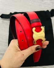 Auth Celine Bordeaux/Red Triomphe Reversible Belt 25mm size 70