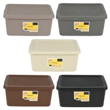 Large 14L Plastic Storage Boxes with Lids Kitchen Office Rib Basket Containers