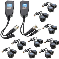 10 Pairs HD-CVI/TVI/AHD Passive Video Balun with Power Connector and RJ45 CAT...