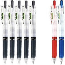 Zebra Gel ink 0.4mm ballpoint pens ink color 5 Black,1 Blue,1 Red total 7