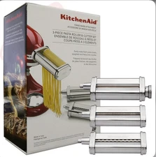 KitchenAid 3-Piece Pasta Roller & Cutter Attachment Set, New