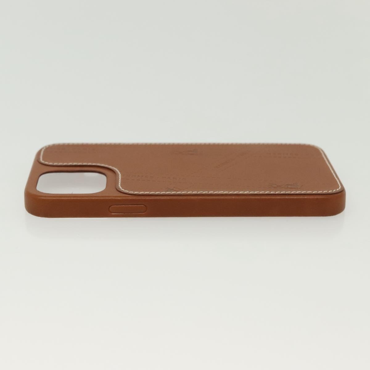 HERMES iPhone 12 & 12 Pro Case iPhone Case Leather Brown Auth
