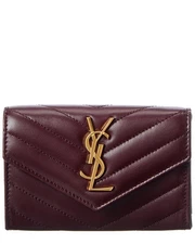 Saint Laurent Small Matelasse Leather Envelope Wallet Women's Red