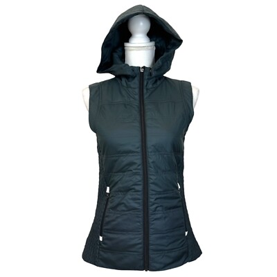 Irideon Womens Quilted Vest Riding Wear S Zip Up Removable Hood Polartec 