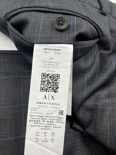 AX Armani Exchange Herren grau Fensterscheibe kariert Wollanzug separate Hose 30 - Bild 10 von 11