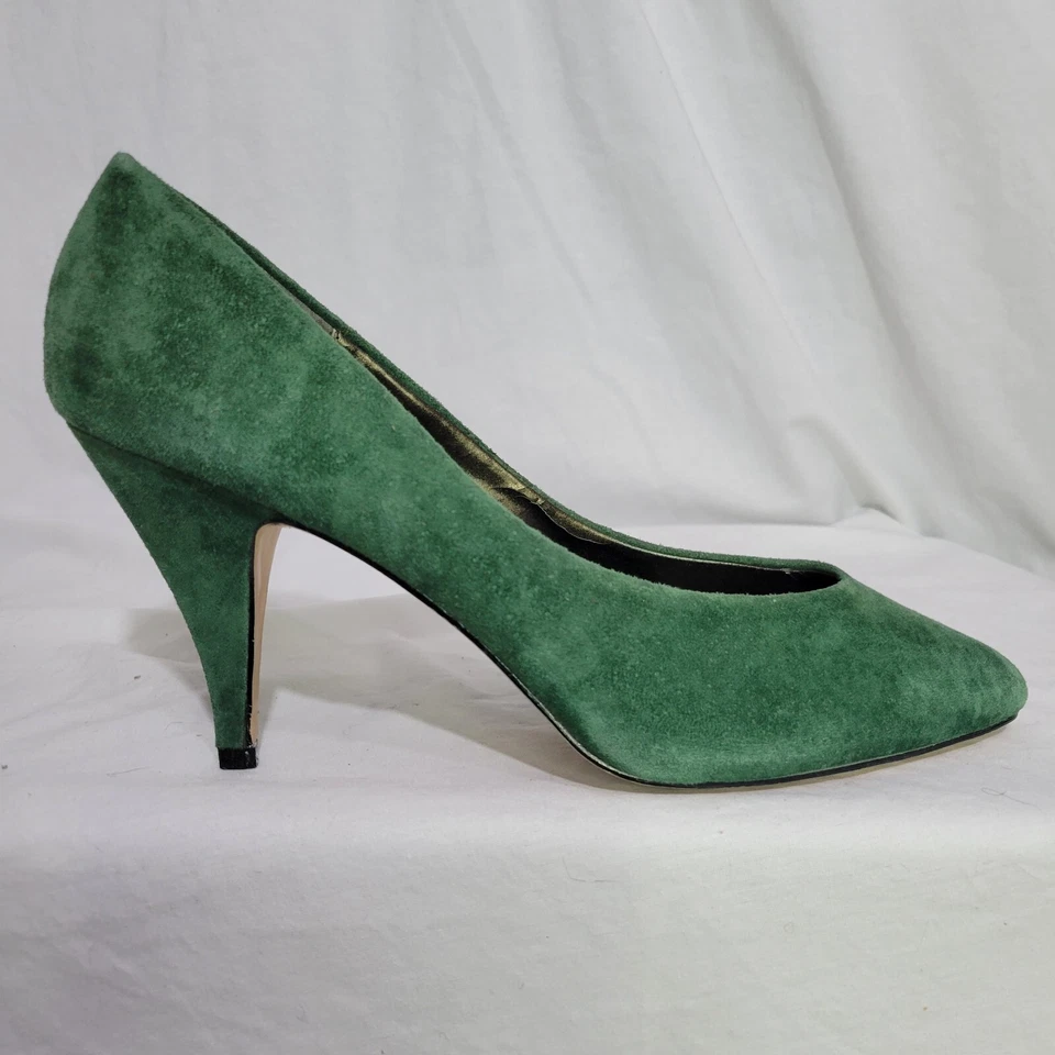 Nicole Suede Vintage Stiletto High Heels Forrest Green Career Dressy Y2K Sz 9AA - Image 2 of 4