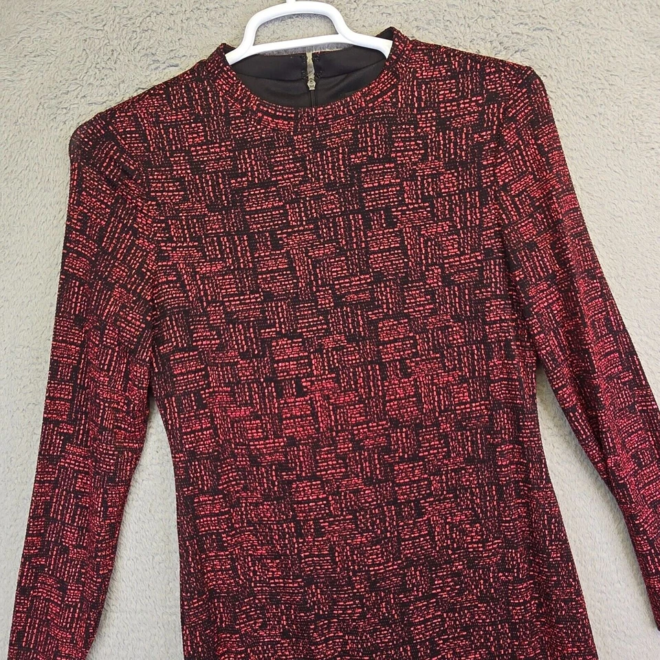 Vestido ajustado INC para mujer 10 negro geométrico metálico brillo fiesta cóctel midi Foto 3 de 4