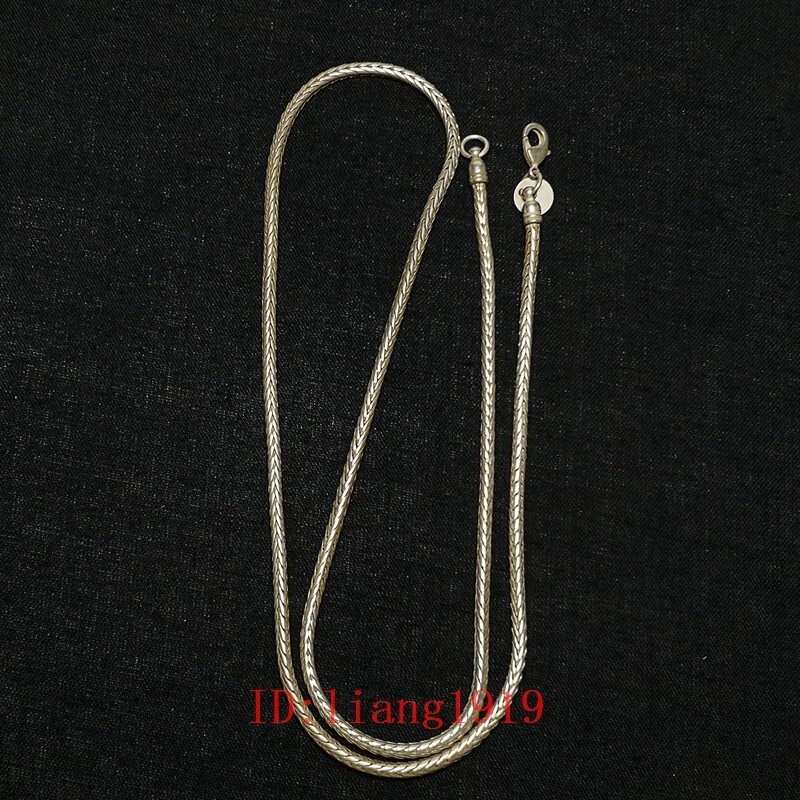 L 24 Inch Old Chinese Tibet Silver Handmade Necklace Bracelet Gift Collection