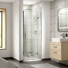 Nuie Pacific Hinged Door Shower Enclosure Modern Safety Glass Bathroom Chrome
