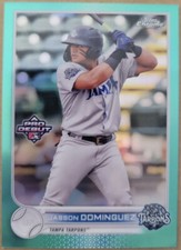 2022 Topps Pro Debut Jasson Dominguez New York Yankees Aqua Refractor Chrome /75