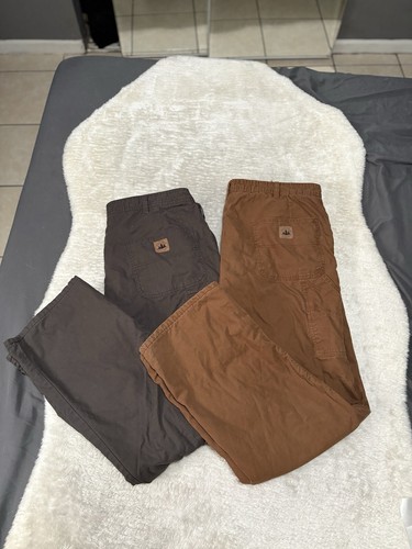 Bundle 2 Field & Stream Pants Mens 40x32 Gray Brown Fleece Lined Straight Leg