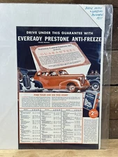 Vintage 1937 Eveready Prestone Anti-Freeze Advertising Magazine Page