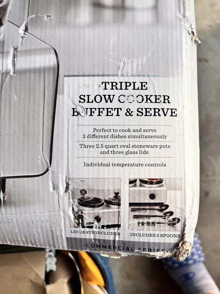 BELLA Triple Olla Lenta y Servidor Buffet 3 x 1,5 QT Gres Acero Inoxidable Foto 4 de 4