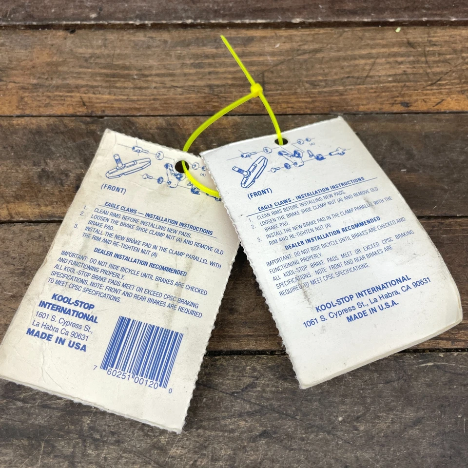 Pastillas de freno vintage Kool Stop Eagle Claw gris 4 NOS zapato voladizo años 90 MTB BMX Foto 3 de 4