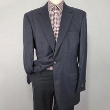 JOS A BANK Men's Sport Coat Blazer Deep Navy Herringbone Wool Cashmere Size 42L