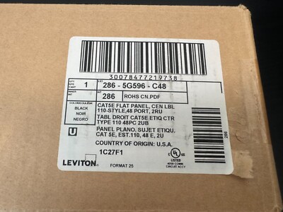 Leviton Cat 5e Flat Patch Panel 48 Port GigaMax 5e 286-5G596-U48