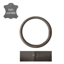 Brand New Premium Perforated Genuine Leather Car Truck Gray Steering Wheel Cover