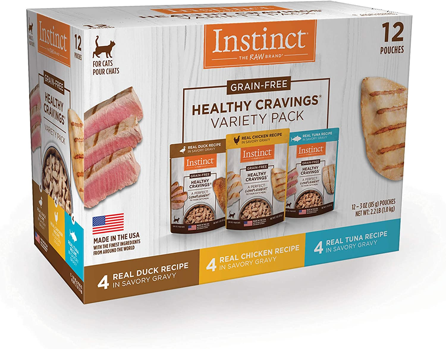 Instinct Healthy Cravings Grain Free Variety Natural Wet Cat Food 3oz,Pack of 12