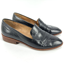 Women's Madewell The Frances Leather Almond-Toe Slip On Loafer Black Size 8