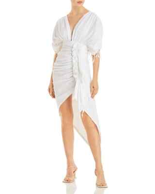 $650 JUST BEE QUEEN White Luma Asymmetric Gathered Dress XS ymy0323