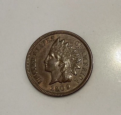 1909 INDIAN HEAD CENT - With LIBERTY & 4 DIAMONDS - CH AU / UNC