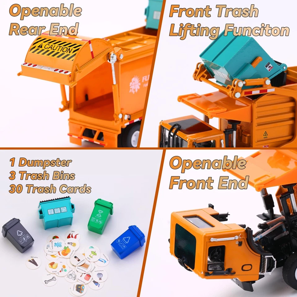 FUBARBAR Metal Garbage Truck Toy Model – 143 Diecast Recycling Waste Transpor... - Image 2 of 4