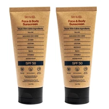 2pack Sky and Sol Natural Mineral Sunscreen SPF 50-3oz Natural Tallow & Zinc Oxi