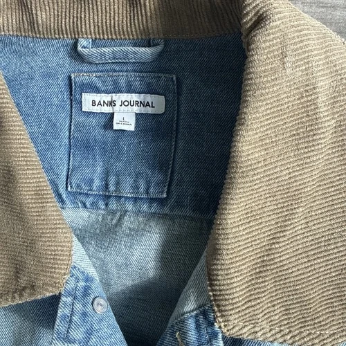 Banks Journal Denim Jacket Size Large Corduroy Collar Vintage Fade image 2
