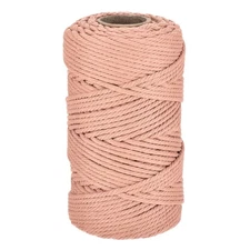 0.2" 328 Feet Macrame Cord, Cotton Cord Rope String 4 Strands Pink