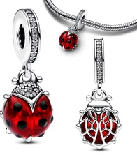 Red Ladybird S925 Sterling Silver Charm For All European Bracelet & Necklace