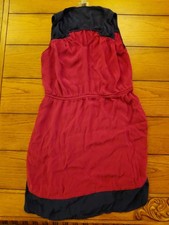 LOFT Red Black Colorblock Chiffon Sheath Dress Sleeveless M #113