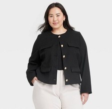 A New Day Timeless Minimalist Button Up Black Jacket Casual Work Blazer Sz XXL