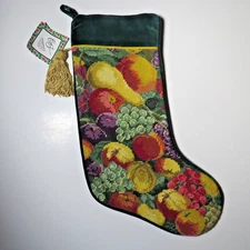 C & F Enterprises Needlepoint Christmas Stocking Fruit Cornucopia 20"