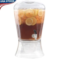 No Drip Spigot 3 Gallon Beverage Dispenser BPA Free Break Resistant Acrylic USA