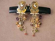 Lunch At The Ritz Earrings Pierced Lion Signed