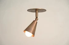 1-Light Mid Century Brass Cone Spot Sputnik Ceiling Light