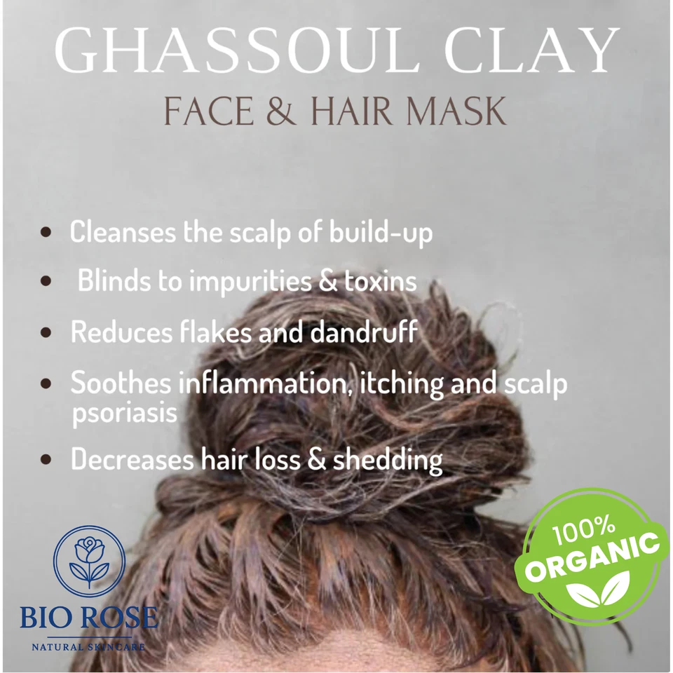 Rhassoul argan clay Mask Moroccan Face Natural Organic Hair Skin Cleansing 200G - Image 4 of 4