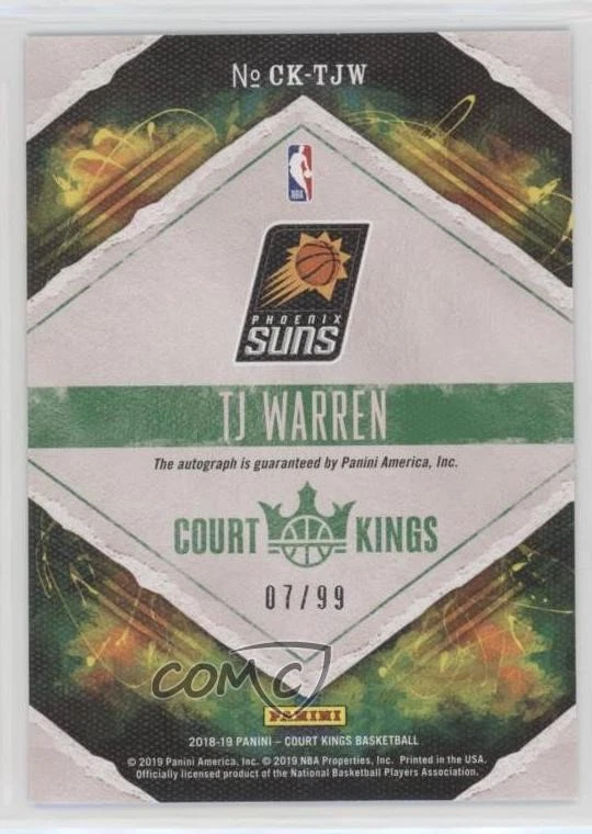 2018-19 Panini Court Kings Court Kings Auto Ruby /99 TJ Warren #CK-TJW Auto - Image 2 of 2
