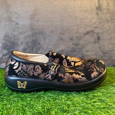 Alegria KAR 557X Black Floral Slip On Shoes Clogs Womens Size US 8/8.5 EU 38