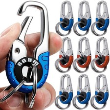 Stainless Steel Carabiner Key Chain with Double Key Rings - fob keychain clip