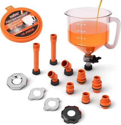 No-Spill Coolant Funnel Kit Spill Proof Funnel Bleeder Adapters. Universal - Image 1 of 4